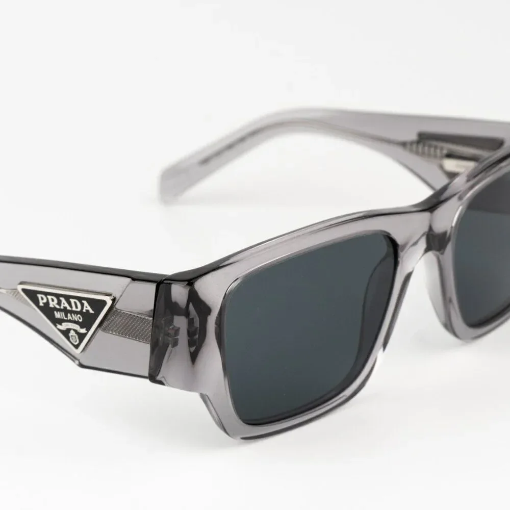 SALE! NEW Prada PR10ZSF 16Z70B Transparent Asphalt Grey Square Unisex Sunglasses